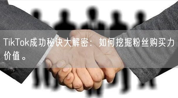 TikTok成功秘诀大解密：如何挖掘粉丝购买力价值。