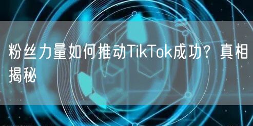 粉丝力量如何推动TikTok成功？真相揭秘