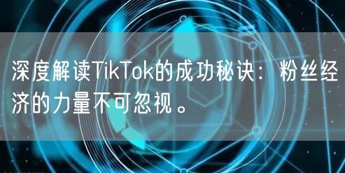 深度解读TikTok的成功秘诀：粉丝经济的力量不可忽视。