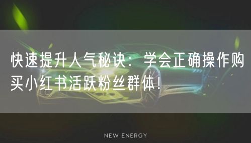 快速提升人气秘诀：学会正确操作购买小红书活跃粉丝群体！