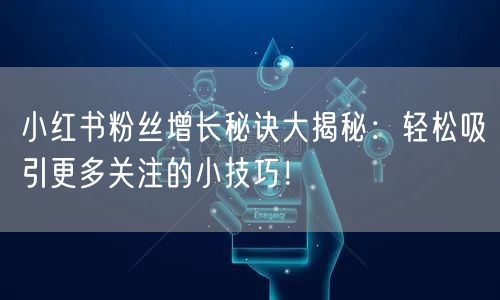 小红书粉丝增长秘诀大揭秘：轻松吸引更多关注的小技巧！