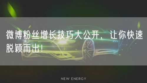 微博粉丝增长技巧大公开，让你快速脱颖而出！