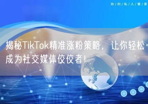 揭秘TikTok精准涨粉策略，让你轻松成为社交媒体佼佼者！