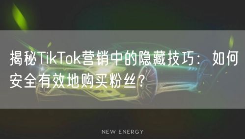 揭秘TikTok营销中的隐藏技巧：如何安全有效地购买粉丝？