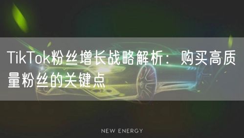 TikTok粉丝增长战略解析：购买高质量粉丝的关键点