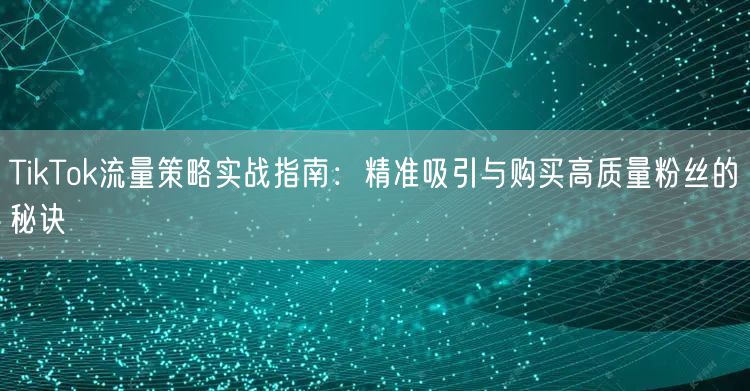 TikTok流量策略实战指南：精准吸引与购买高质量粉丝的秘诀