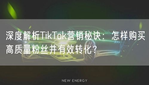 深度解析TikTok营销秘诀：怎样购买高质量粉丝并有效转化？