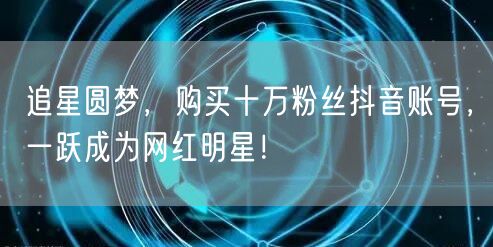 追星圆梦，购买十万粉丝抖音账号，一跃成为网红明星！