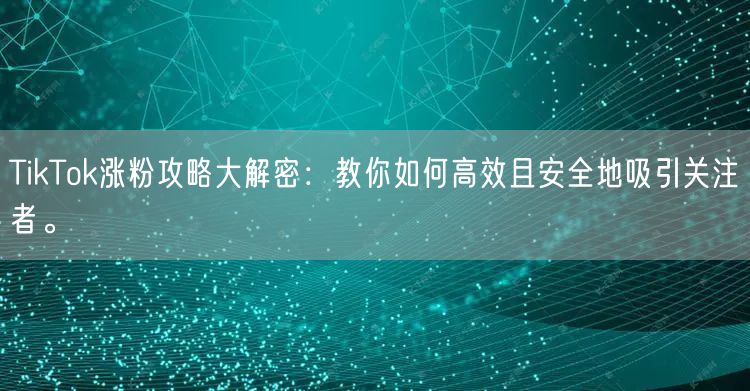 TikTok涨粉攻略大解密：教你如何高效且安全地吸引关注者。
