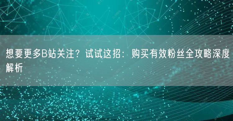 想要更多B站关注？试试这招：购买有效粉丝全攻略深度解析
