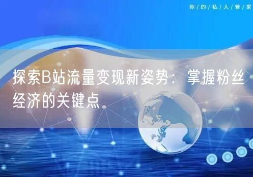 探索B站流量变现新姿势：掌握粉丝经济的关键点
