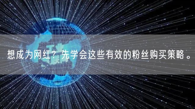想成为网红？先学会这些有效的粉丝购买策略。
