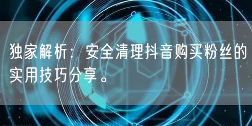 独家解析：安全清理抖音购买粉丝的实用技巧分享。