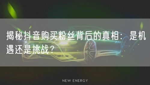 揭秘抖音购买粉丝背后的真相：是机遇还是挑战？