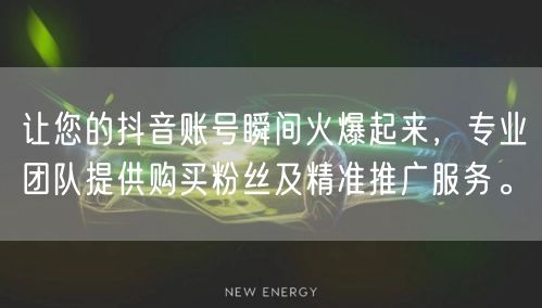 让您的抖音账号瞬间火爆起来，专业团队提供购买粉丝及精准推广服务。