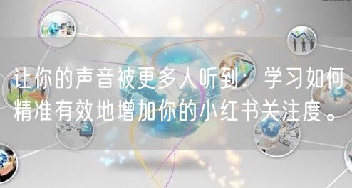 让你的声音被更多人听到：学习如何精准有效地增加你的小红书关注度。