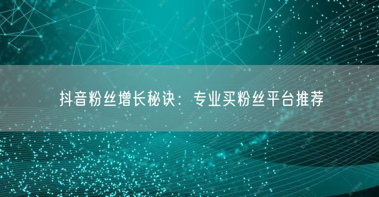 抖音粉丝增长秘诀：专业买粉丝平台推荐
