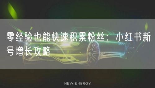 零经验也能快速积累粉丝：小红书新号增长攻略